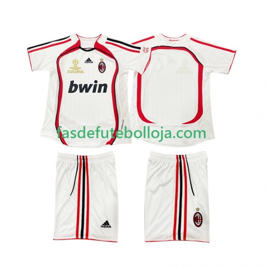 Camisola 2º Equipamento AC Milan 2007 2006 Manga Curta Retro ,Criança