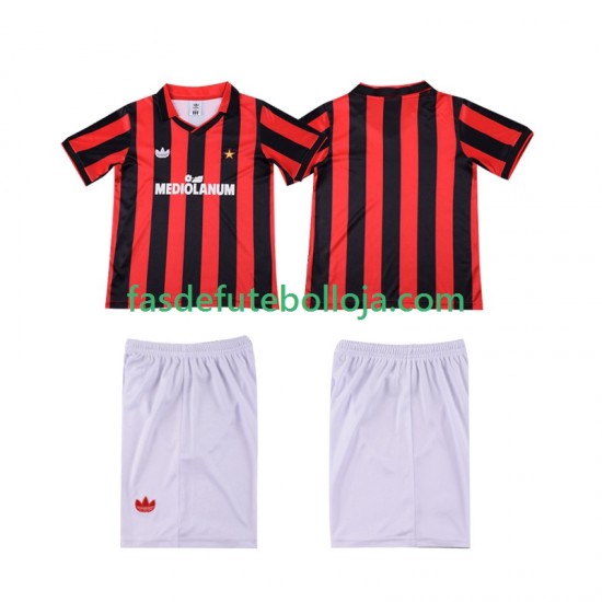 Camisola 1º Equipamento AC Milan 1990 1991 Manga Curta Retro ,Criança