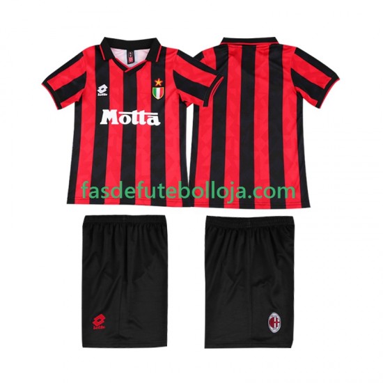 Camisola 1º Equipamento AC Milan 1993 1994 Manga Curta Retro ,Criança