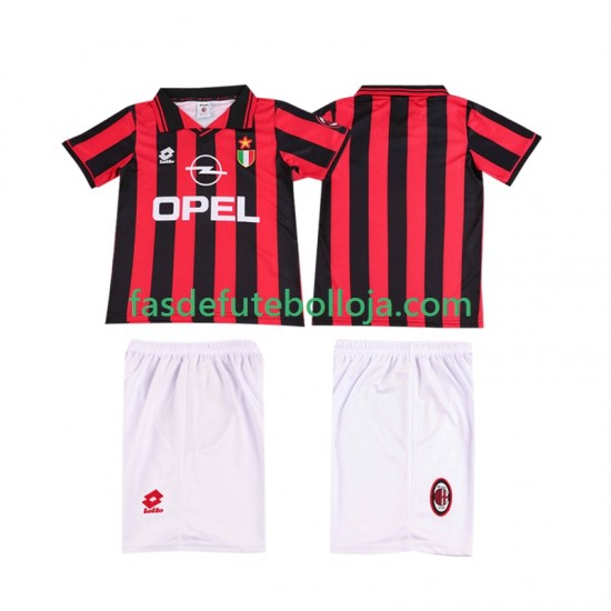 Camisola 1º Equipamento AC Milan 1996 1997 Manga Curta Retro ,Criança