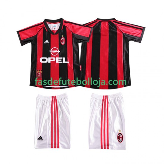 Camisola 1º Equipamento AC Milan 1998 1999 Manga Curta Retro ,Criança