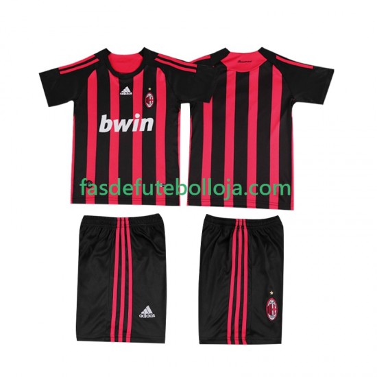 Camisola 1º Equipamento AC Milan 2009 2008 Manga Curta Retro ,Criança