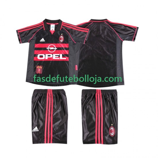 Camisola 3º Equipamento AC Milan 1998 1999 Manga Curta Retro ,Criança