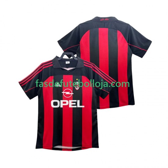 Camisola 1º Equipamento AC Milan 2000 2002 Manga Curta Retro ,Homem