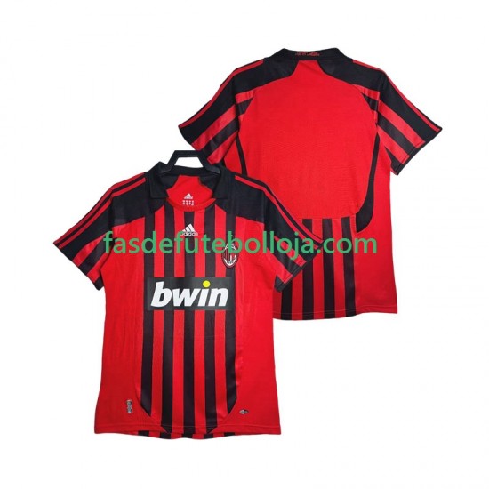Camisola 1º Equipamento AC Milan 2007 2008 Manga Curta Retro ,Homem