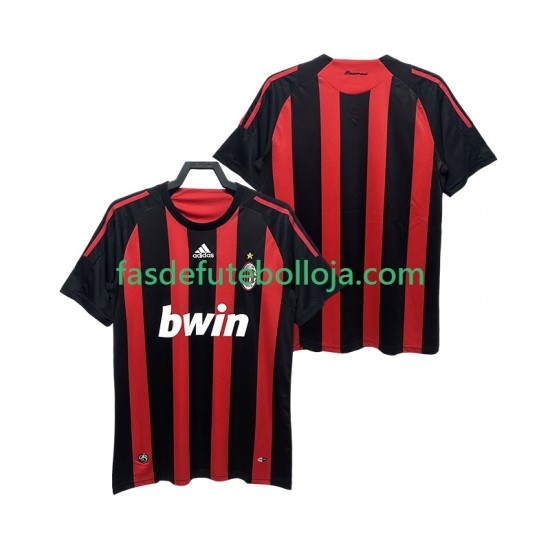 Camisola 1º Equipamento AC Milan 2009 2008 Manga Curta Retro ,Homem