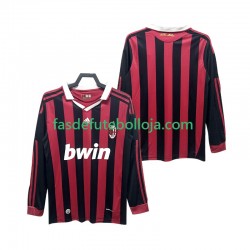 Camisola 1º Equipamento AC Milan 2009 2010 Manga Comprida Retro ,Homem