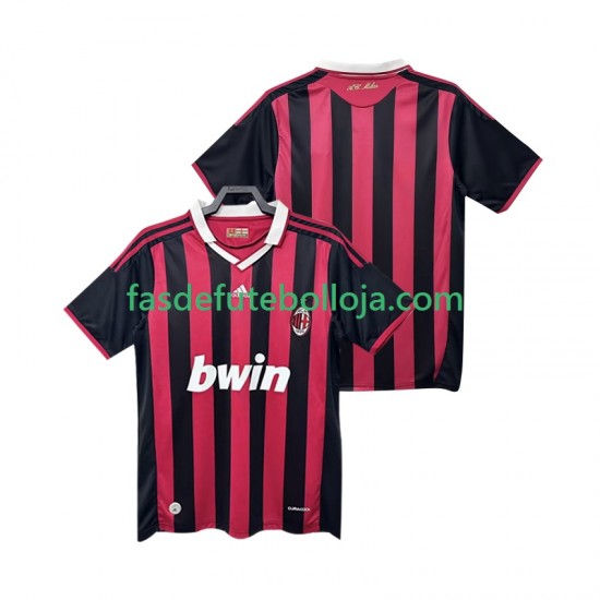 Camisola 1º Equipamento AC Milan 2009 2010 Manga Curta Retro ,Homem