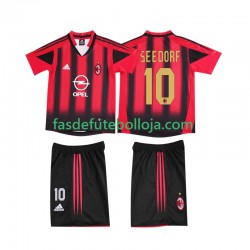 Camisola 1º Equipamento AC Milan SEEDORF 10 2005 2004 Manga Curta Retro ,Criança