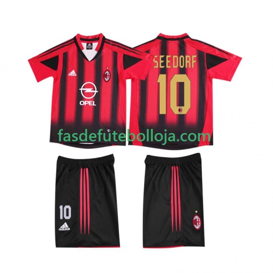 Camisola 1º Equipamento AC Milan SEEDORF 10 2005 2004 Manga Curta Retro ,Criança