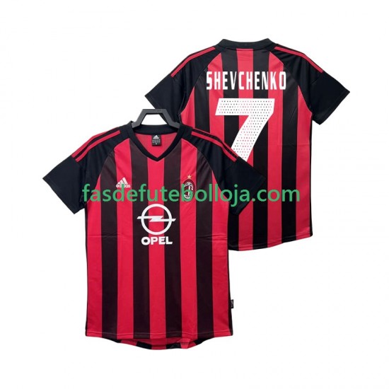 Camisola 1º Equipamento AC Milan SHEVCHENKO 7 2003 2002 Manga Curta Retro ,Homem