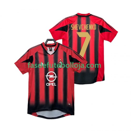 Camisola 1º Equipamento AC Milan SHEVCHENKO 7 2005 2004 Manga Curta Retro ,Homem