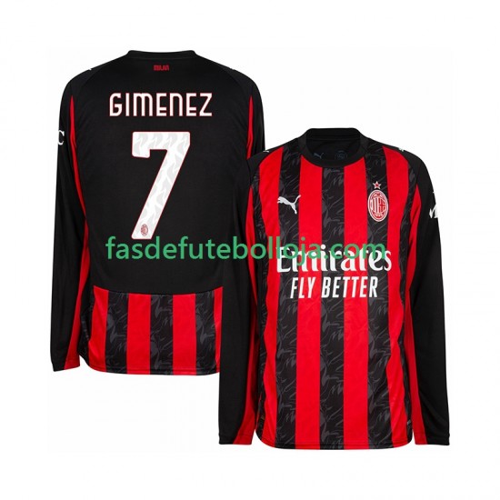 Camisola 1º Equipamento AC Milan Santiago Gimenez 7 2025-2026 Manga Comprida ,Homem