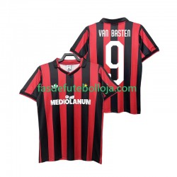 Camisola 1º Equipamento AC Milan VAN BASTEN 9 1990 1991 Manga Curta Retro ,Homem