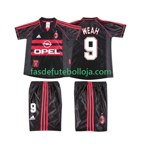 Camisola 3º Equipamento AC Milan WEAH 9 1998 1999 Manga Curta Retro ,Criança