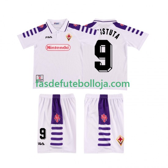 Camisola 2º Equipamento ACF Fiorentina BASTUTA 9 1998 1999 Manga Curta Retro ,Criança