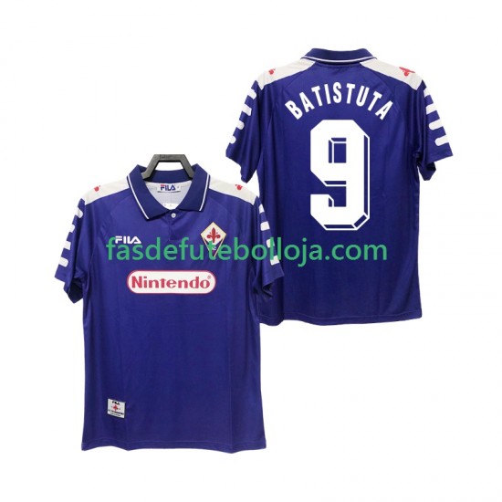 Camisola 1º Equipamento ACF Fiorentina BASTUTA 9 1998 1999 Manga Curta Retro ,Homem