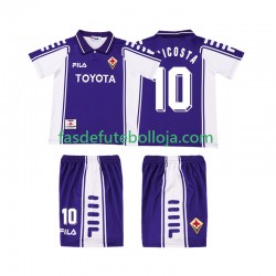 Camisola 1º Equipamento ACF Fiorentina RUI COSTA 10 2000 1999 Manga Curta Retro ,Criança