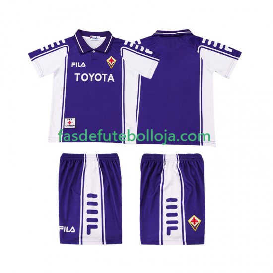 Camisola 1º Equipamento ACF Fiorentina 2000 1999 Manga Curta Retro ,Criança