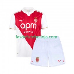 Camisola 1º Equipamento AS Monaco 2025-2026 Manga Curta ,Criança
