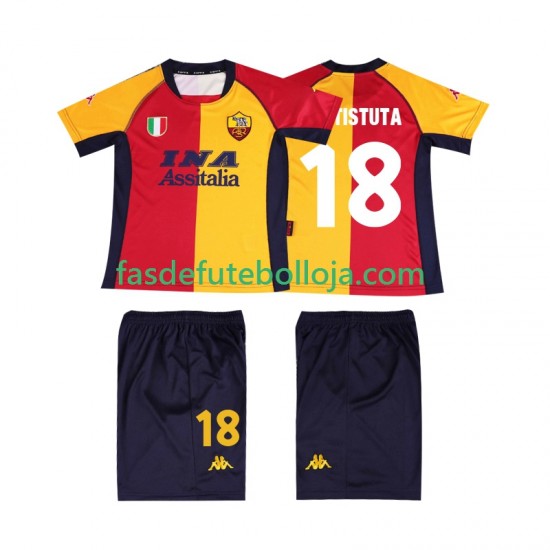 Camisola 1º Equipamento AS Roma BATISTUTA 18 2001 Manga Curta Retro ,Criança