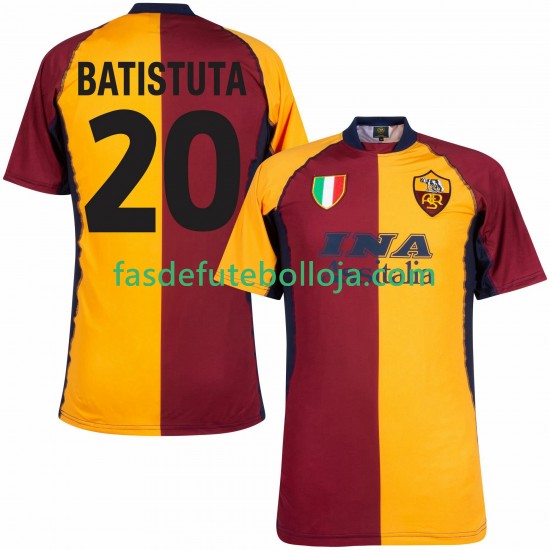 Camisola 1º Equipamento AS Roma Batistuta 20 2000 2001 Manga Curta Retro ,Homem