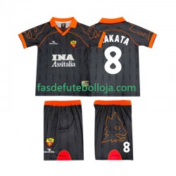 Camisola 2º Equipamento AS Roma NAKATA 8 2000 1999 Manga Curta Retro ,Criança