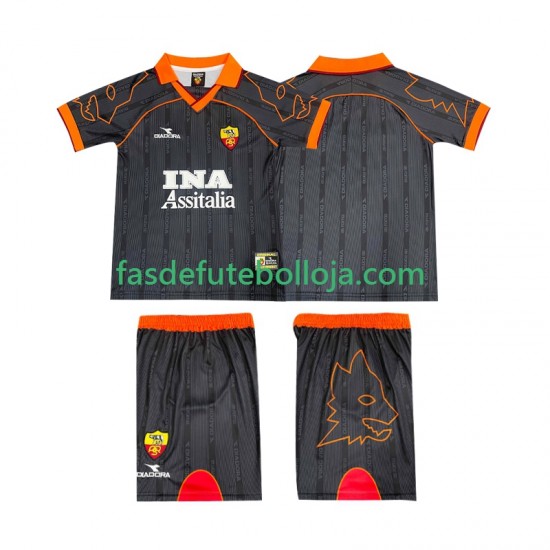Camisola 2º Equipamento AS Roma 2000 1999 Manga Curta Retro ,Criança