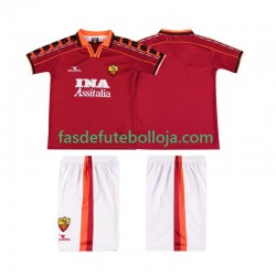 Camisola 1º Equipamento AS Roma 1998 1999 Manga Curta Retro ,Criança