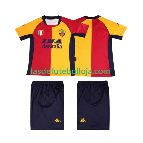 Camisola 1º Equipamento AS Roma 2001 Manga Curta Retro ,Criança