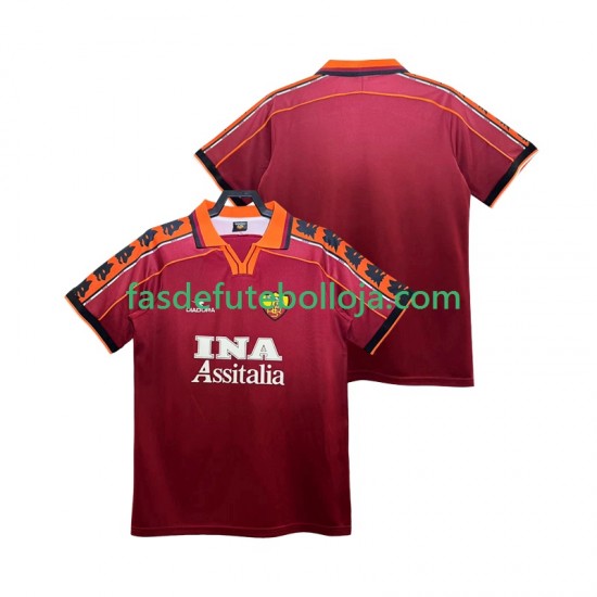 Camisola 1º Equipamento AS Roma 1998 1999 Manga Curta Retro ,Homem