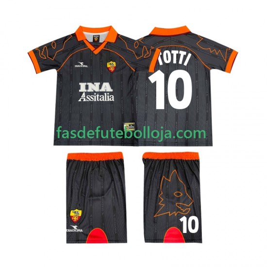 Camisola 2º Equipamento AS Roma TOTTI 10 2000 1999 Manga Curta Retro ,Criança