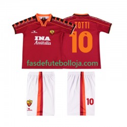 Camisola 1º Equipamento AS Roma TOTTI 10 1998 1999 Manga Curta Retro ,Criança