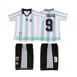 Camisola 1º Equipamento Seleção Argentina BATISUTA 9 1998 Manga Curta Retro ,Criança