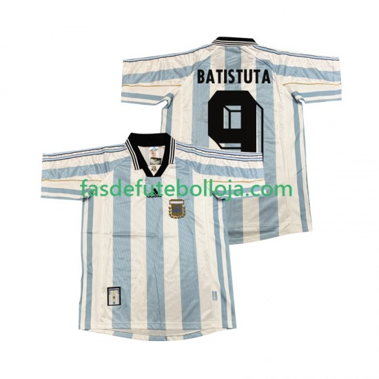 Camisola 1º Equipamento Seleção Argentina BATISUTA 9 1998 Manga Curta Retro ,Homem