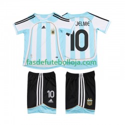 Camisola 1º Equipamento Seleção Argentina RIQUELME 10 2007 2006 Manga Curta Retro ,Criança
