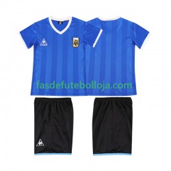 Camisola 2º Equipamento Seleção Argentina 1986 Manga Curta Retro ,Criança