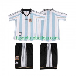 Camisola 1º Equipamento Seleção Argentina 1998 Manga Curta Retro ,Criança