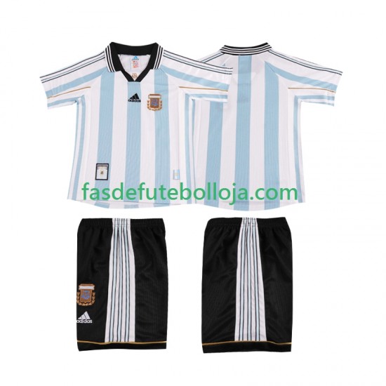 Camisola 1º Equipamento Seleção Argentina 1998 Manga Curta Retro ,Criança