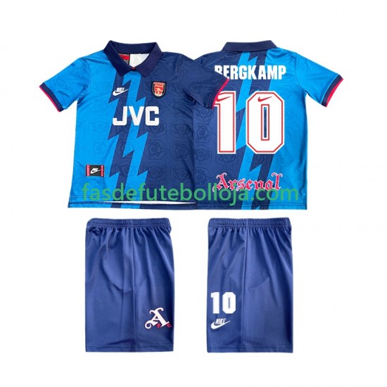 Camisola 2º Equipamento Arsenal BERGKAMP 10 1995 1996 Manga Curta Retro ,Criança