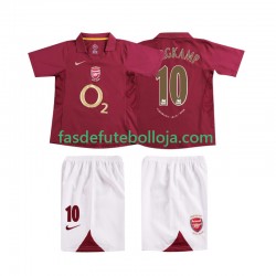 Camisola 1º Equipamento Arsenal BERGKAMP 10 2005 2006 Manga Curta Retro ,Criança