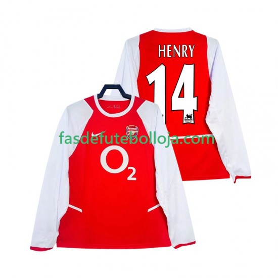 Camisola 1º Equipamento Arsenal Henry 14 2003 2002 Manga Comprida Retro ,Homem