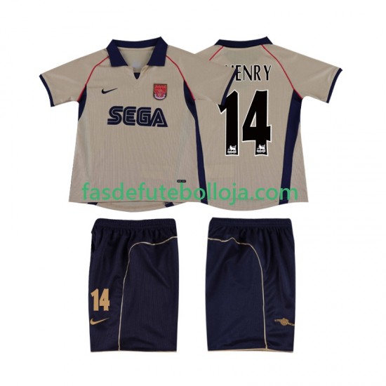 Camisola 2º Equipamento Arsenal Thierry Henry 14 2001 2002 Manga Curta Retro ,Criança