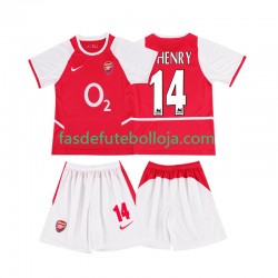 Camisola 1º Equipamento Arsenal Thierry Henry 14 2003 2002 Manga Curta Retro ,Criança