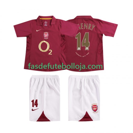 Camisola 1º Equipamento Arsenal Thierry Henry 14 2005 2006 Manga Curta Retro ,Criança