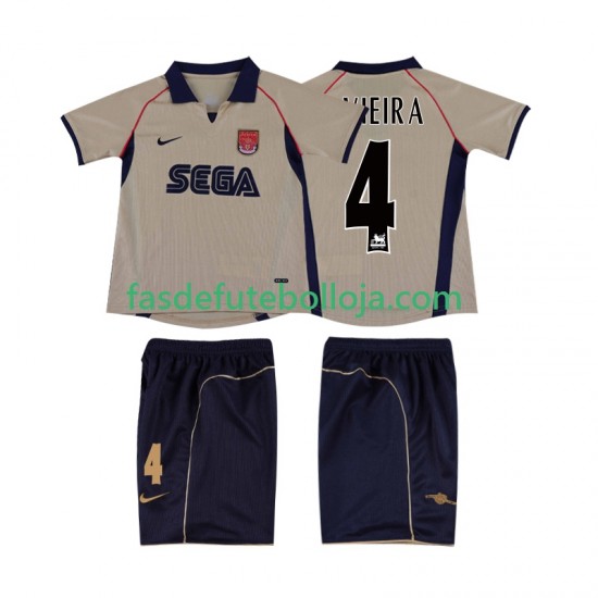 Camisola 2º Equipamento Arsenal VIEIRA 4 2001 2002 Manga Curta Retro ,Criança