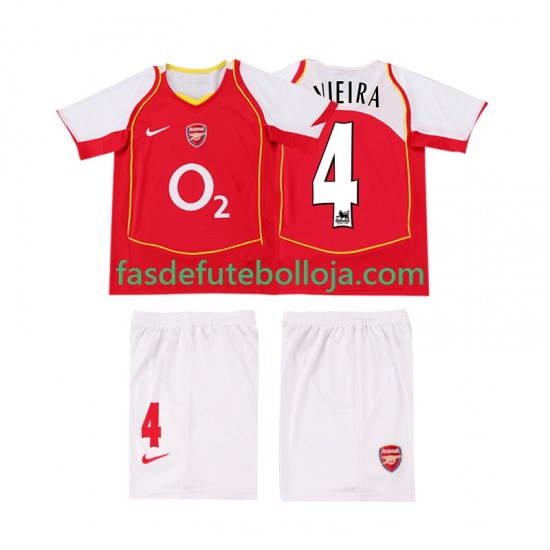 Camisola 1º Equipamento Arsenal VIEIRA 4 2005 2004 Manga Curta Retro ,Criança