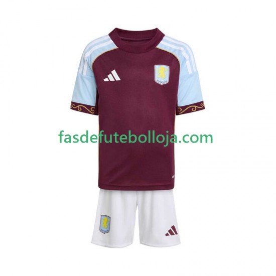 Camisola 1º Equipamento Aston Villa 2025-2026 Manga Curta ,Criança