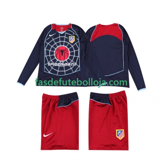 Camisola 2º Equipamento Atlético Madrid 2005 2004 Manga Comprida Retro ,Criança