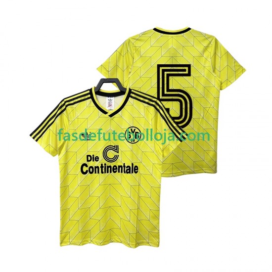 Camisola 1º Equipamento Borussia Dortmund 5 1988 1989 Manga Curta Retro ,Homem